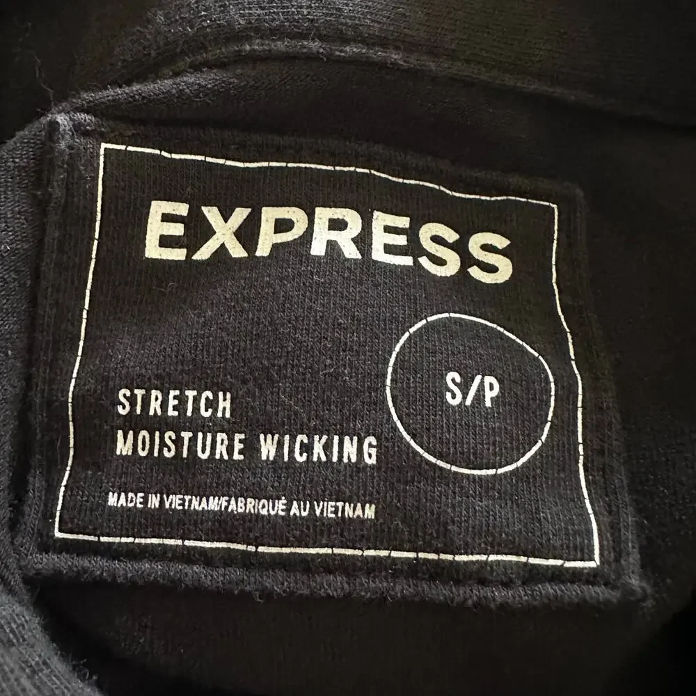 Express Women Black 4 Button Front Pointed Collar Short Sleeve Polo Shirt S/P - Picture 6 of 8